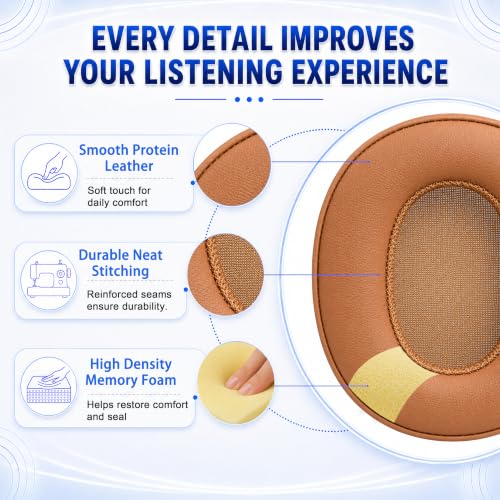 Replacement Ear Pads for Skullcandy Crusher Wireless ANC/Evo/540, Hesh3/ANC/Evo, Venue ANC Over-Ear Headphones, Protein Leather Cushions with Memory Foam, Khaki - color: Khaki