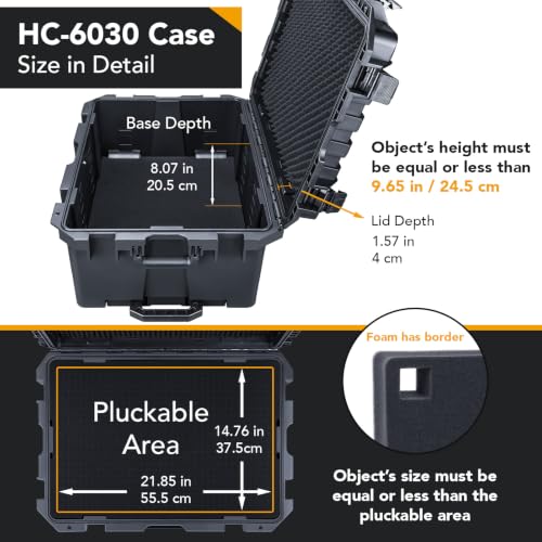Lykus HC-6030 Large Waterproof Hard Case with Wheels and Customizable Foam, Interior Size 23.5x16.8x10.7 inch, Suitable for large electronic equipment and more | IP67 Waterproof, Pluckable Foam, Suitable for Cameras, Lenses, Electronic Equipment and More