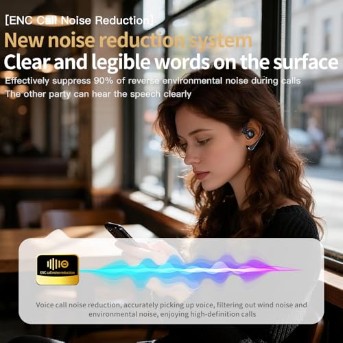 Open Ear Bluetooth 5.4 Headset, Wireless Mono Earpiece | ENC Noise Cancelling Mic, 30H Talk Time, Single Ear, iPhone Samsung Android Compatible