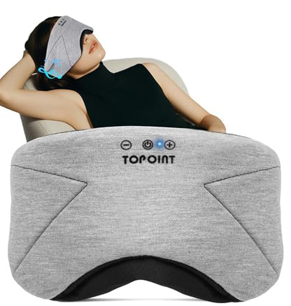 Sleep Mask with Headphones Bluetooth 5.4, TOPOINT Blackout Eye Mask for Sleeping Headphones Earphones with Soft Bamboo Cotton Cooling Breathable, HD Stereo Speaker for Side Sleepers Women Men Travel - color: Gray
