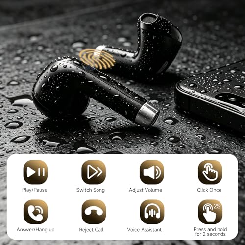 Wireless Earbuds, Bluetooth 5.4 Stereo, 35H Playtime, Balanced Sound | Clear Calls, 13mm Drivers, Dual Mics, Digital Display, Touch Control, IPX5 Waterproof, In-Ear for iOS/Android