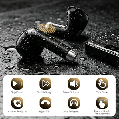 Wireless Earbuds, Bluetooth 5.4 Stereo, 35H Playtime, Balanced Sound | Clear Calls, 13mm Drivers, Dual Mics, Digital Display, Touch Control, IPX5 Waterproof, In-Ear for iOS/Android