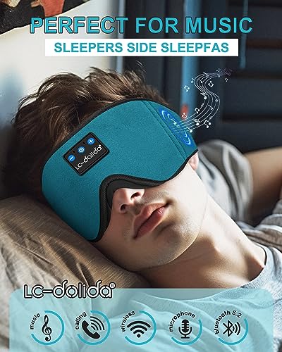 Sleep Mask with Bluetooth Headphones,LC-dolida Sleep Headphones Bluetooth Sleep Mask 3D Sleeping Headphones for Side Sleepers Best Gift and Travel Essential (Blue) - color: Blue