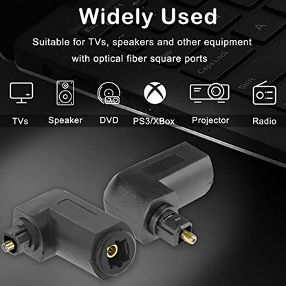Optical Toslink Right Angle Digital Audio Cable Adapter 90 Degree Male to Female Jack 360 Rotates Plug Connector for TV Fiber Optic Toslink Cable, 4 Pcs