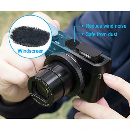 YOUSHARES Camera Mic Windscreen, 8 PCS Fur Wind Muff Wind Cover for DSLR Built-in Microphone Outdoor Wind Filter