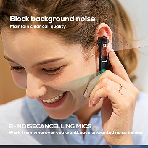 Micool Bluetooth Earpiece, Noise Canceling Trucker Headset, 30H Talking Time, 2 Microphones, Hands Free Bluetooth Earpiece for Cell Phones, Long Battery Life for Work