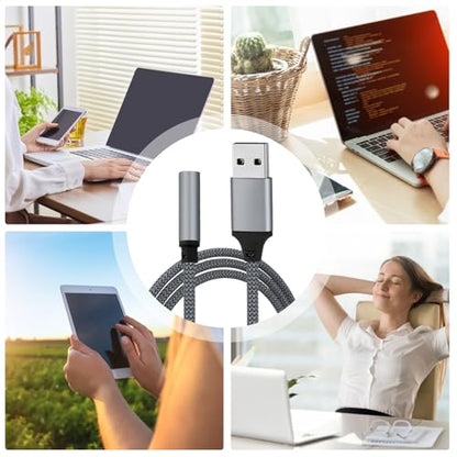 USB to Jack Audio Adapter 3.5mm Audio Adapter Jack Stereo Converter | Audio Jack External Stereo Sound Card Built-In Decoding Chip for Headphone Headset PC Laptop Desktop - size: 50cm