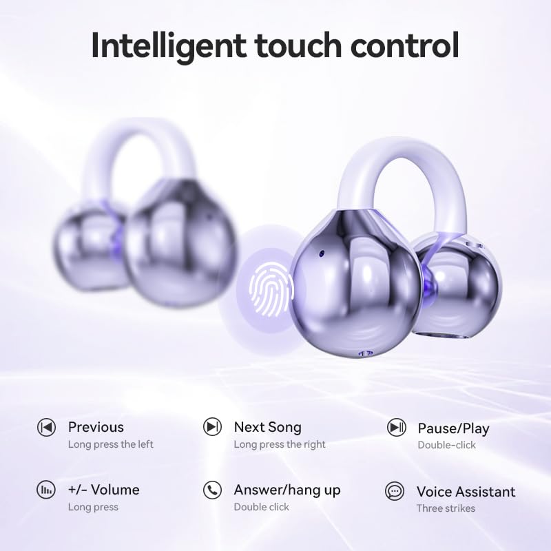 Piluyaa Clip-on Earbuds,Open Ear Earbuds Wireless Bluetooth 5.4, Lightweight Open Ear Headphones with C-Shaped Bridge,Slim Hook,60H Battery,Waterproof,for Glasses Wearers and Workouts (Rose Gold) - color: Rose Gold