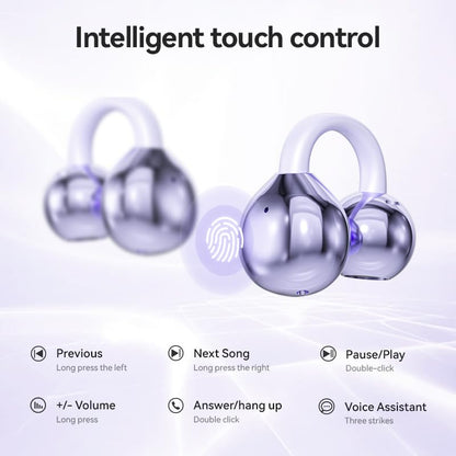 Piluyaa Clip-on Earbuds,Open Ear Earbuds Wireless Bluetooth 5.4, Lightweight Open Ear Headphones with C-Shaped Bridge,Slim Hook,60H Battery,Waterproof,for Glasses Wearers and Workouts (Rose Gold) - color: Rose Gold