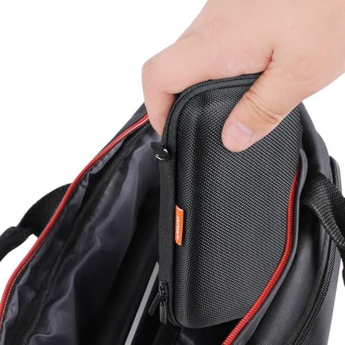 하드 EVA 보호 케이스, 메시 포켓이 있는 휴대용 가방, 블랙 | 충격 방지 가방, GPS, USB 드라이브, USB 충전 케이블, 열쇠, MP3/MP4 플레이어, 에어팟, 탄성 스트랩용 여행용 파우치 - color: 블랙.