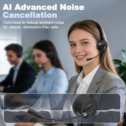 Bluetooth Headset with Microphone, Single Ear Wireless Headset for Cell Phones