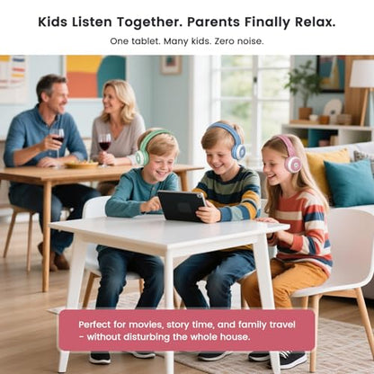 SIMOLIO Manyshare Bluetooth Kids Headphones with Microphone for School,Pink - color: Pink