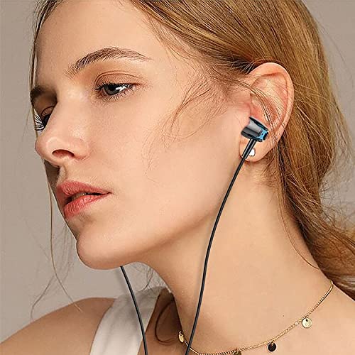 Wired Headphones with Microphone Pack of 6, in-ear Earbuds 3.5mm(Black) | Earphones Wired with Bass-heavy sound,Tangle-free design, Ergonomic in-ear style, and compatibility with all 3.5mm jacks - color: Black