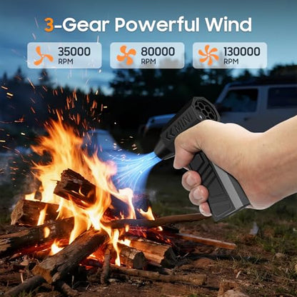 Compressed Air Duster, 3-Gear Mini Blower, Rechargeable, Cordless | 130,000RPM, Electric, Dust Blower, Air Blower, Fast Charging, Pc, Keyboard, Car, Home, Black, 5 Nozzles, 0.48 lb Lightweight