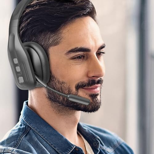 Trucker Bluetooth Headset, AI Noise Canceling Microphone 36 Hours Talk Time 60 Hours Playback Bluetooth 5.3 Multipoint Connection, with 270 Rotatable Mic and One Key Mute, for