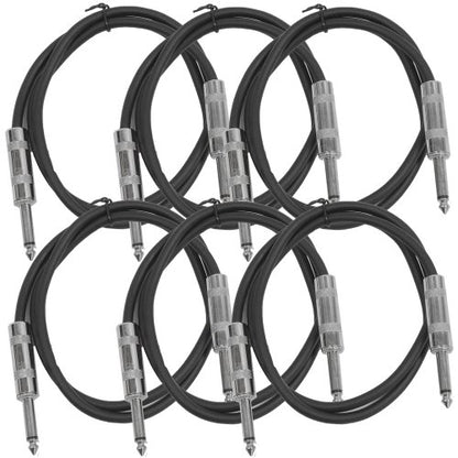 Seismic Audio SASTSX-3Black-6PK 3-Feet TS 1/4-Inch Guitar, Instrument, or Patch Cable, Black - color: Black, size: 3 Foot