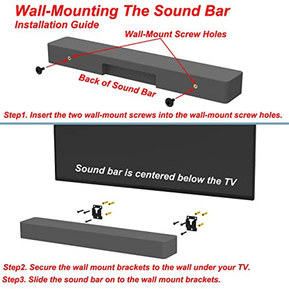 Sound Bar Wall Mount Brackets for Vizio Soundbar Wall Mounted Holders S3820W-C0 SB3851-C0 SB4051-D5 S5430W-C2 SB3651-E6 S2920W-C0 Mounting Bracket Kit with Screws