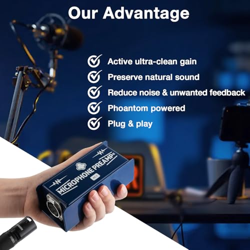 FC-1 Dynamic Mic Preamp Gain Booster | Ultra-Clean Gain Amplifier for Podcasting, Studio Recording & Live Sound | Compatible with Cloudlifter, Shure SM7B & Electro-Voice RE20