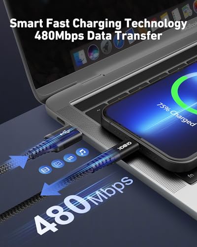USB to USB C 케이블 60W 고속 충전 [2팩 0.9m(3피트), USB A to USB C 케이블 | CarPlay, 내구성이 뛰어난 브레이드 USB 타입 C 아이폰 충전기 USBC 코드 아이폰 17/16/15/프로 맥스, 삼성 갤럭시 S23 및 기타용 - 블랙 - color: 블랙., size: 3피트, style: USB A to USB C