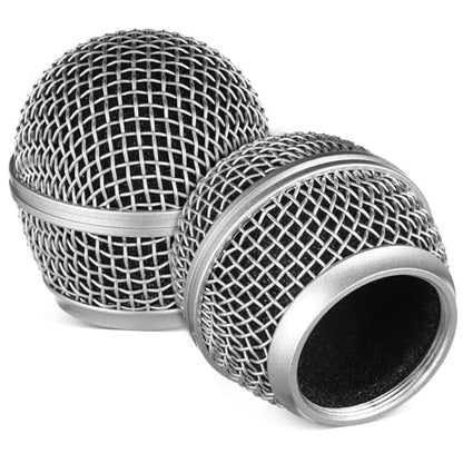 Metal Mesh Microphone Replacement Grille Compatible with Shure Mic Ball Head Acoustic Transparent Mic Grill for Clear Sound and Noise Reduction
