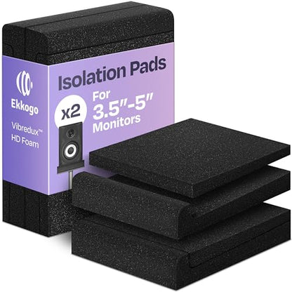 Studio Monitor Isolation Pads Premium Acoustic Foam for 3-4.5 Inch Speakers with Vibredux HD Foam for Superior Isolation, Black - size: For 3″-4.5″ Monitors
