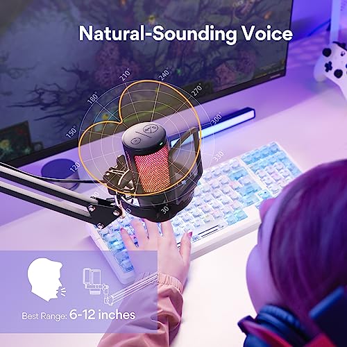 MAONO Gaming USB Microphone with Headphones, Noise Cancellation Condenser mic with Mute, Gain, Monitoring for Streaming, Podcast, Twitch, YouTube, Discord, PC, Computer, DGM20S, MH601
