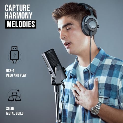 FIFINE AmpliTank PROFILE3 USB Condenser Microphone for Studio Podcast | Desktop Computer Recording Mic, Monitor Mix, Volume Control, Low-Cut Switch, Metal Built for Streaming Music Creation Vocal