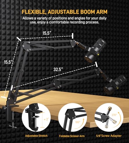 MAONO PD100S XLR Podcast Microphone, Cardioid Studio Dynamic Metal Boom Mic | Compatible with Audio Interface, Audio Mixer, Sound Card for Vocal Recording, Streaming, Voiceover, Music, Content Creation