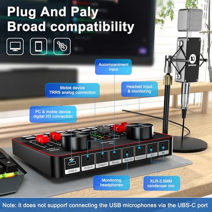 neculogy Podcast Equipment Bundle, BM-800 Condenser with Voice Changer, Recording Studio Package - Podcast Microphone Bundle for Laptop, Streaming/Live Broadcast/YouTube Recording