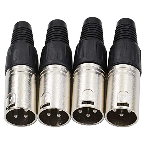 4팩 XLR 수 플러그 - 3핀 수 XLR 마이크 커넥터 오디오 케이블 플러그