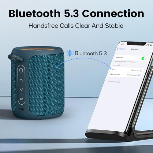 Bluetooth Speaker Wireless,IP67 Waterproof & Dustproof Portable Speaker with Lights,15W Loud Stereo Sound, 2500mAh Battery All Day Playtime, TWS Pairing, BT5.3, Home/Party/Outdoor/Beach (Blue) - color: Blue