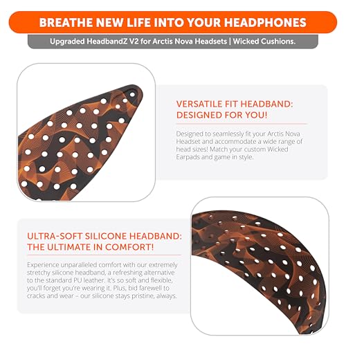 WC HeadbandZ Arctis Nova V2 - Upgraded Wide Silicone Headband Compatible with Arctis Nova Headsets by Wicked Cushions | Wider Weight-Distributing Design, Softer Flexible Silicone | Kinetic Wave - color: Kinetic Wave