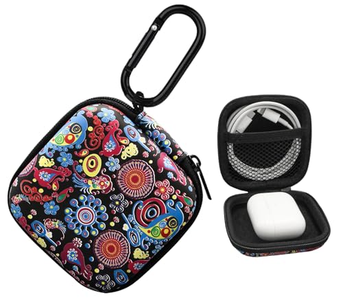 Earbud Case,Headphone Organizer Earbud Storage Bag, Hard EVA Shockproof Cover Carrying Case with Carabiner Clip Compatible with AirPods 4 AirPods Pro 2nd /3/2/1 Bose Galaxy (Jellyfish)