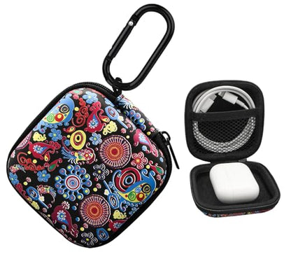 Earbud Case,Headphone Organizer Earbud Storage Bag, Hard EVA Shockproof Cover Carrying Case with Carabiner Clip Compatible with AirPods 4 AirPods Pro 2nd /3/2/1 Bose Galaxy (Jellyfish)