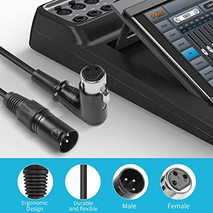 YACSEJAO XLR Microphone Right Angle Cable 3FT XLR Male to Female XLR 3Pin Mic Connector for Powered Speakers, Audio Interface or Mixer (90 Degrees XLR Female) - color: 90 Degrees XLR Female