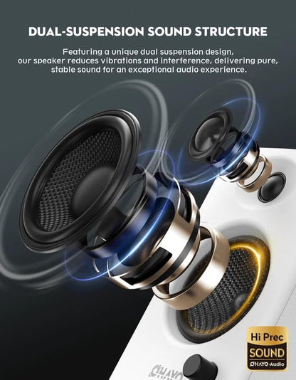 OHAYO 60W Computer Speakers, Bluetooth 5.3, Stereo 2.0, 1 Pair, White - color: White