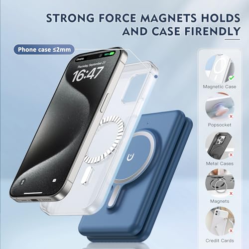 Wireless Charger iPhone - 3 in 1 Charging Station for Apple Devices for iPhone 17 16 15 14 13 12 Pro Max Plus - Foldable Magnetic Charging Pad for Apple Watch Series & Airpods Series - color: Blue