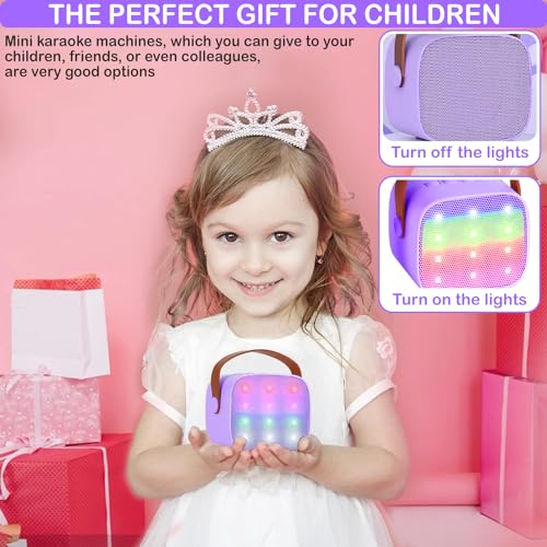 Mini Karaoke Machine for Kids & Adult, 4-12 Years Old Girls Christmas Birthday Gift, Karaoke Toys Gifts for Girls Ages 4, 5, 6, 7, 8, 9, 10, 12 +Year Old Birthday Party Light Purple - color: Light Purple