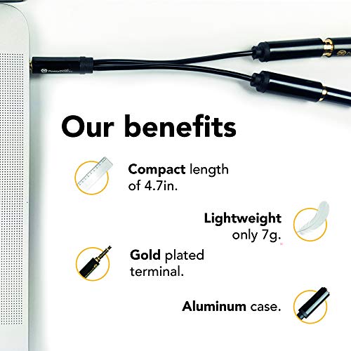 PowerDeWise Y Splitter - Mic and Mic - TRRS Audio Signal Splitter Cable for Lavalier Microphone