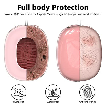 Silicone Case Cover for AirPods Max 2/ AirPods Max Headphones (Pink) - color: Clear Pink-T