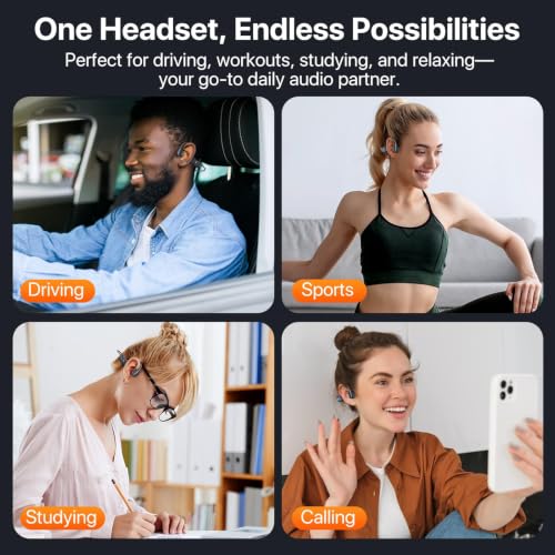 Bone Conduction Headphones, Open Ear Wireless Headphones, 10H Playtime, Bluetooth 5.4, Lightweight Sport Headphones with Stable Connection, Sweatproof Running Headset for Workout Cycling, Black