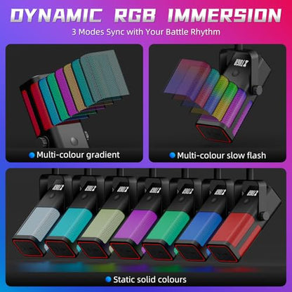 XTUGA M7 Dynamic Microphone for Gaming Streaming with RGB Light,Computer Condenser Mic Noise Reduction Real-Time Monitoring for Podcast,Studio,PC,PS5,Mac,YouTube