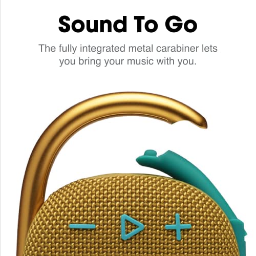 JBL Clip 4, Yellow - Portable Bluetooth 5.1 Speaker - Up to 10 Hours of Play - Waterproof & Dust Resistant - Includes Noise & Echo-Canceling Speakerphone - color: Yellow