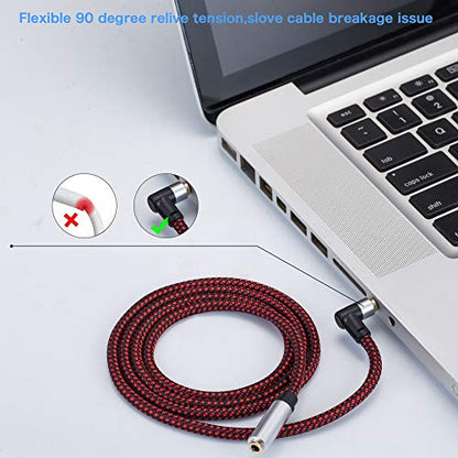 Tiierzon Audio Mic Extension Cable 12Ft,90 Degree TRRS 3.5mm Aux Headphone Extender 4-Pole Jack Plug Extension Lead Stereo Male to Female Braided Cord for Headset,Laptop,Phone,Car,PS4 and More (12Ft) - size: 12Ft