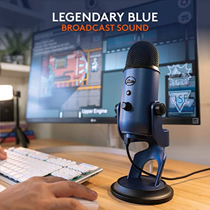 Logitech Creators Blue Yeti USB Microphone for PC, Mac, Gaming, Streaming, Podcasting, Studio and Computer Condenser Mic with Blue VO!CE Effects, 4 Pickup Patterns, Plug and Play - Midnight Blue | Mac, Gaming, Streaming, Podcasting, Studio and Computer Co