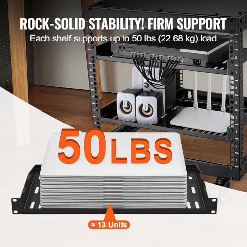 VEVOR 2PCS 1U Server Rack Shelf, Universal Vented Rack Mount Cantilever Tray for 19 inch Network Equipment Rack & Cabinet, 10" Deep Rack Mount Shelf, Weight Capacity 50 lbs Wall Mount Rack Shelf - size: 1U-2PCS