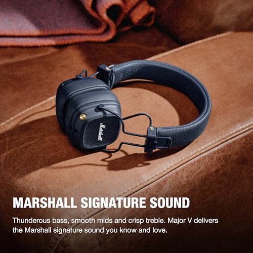 Marshall Major V Wireless On-Ear Bluetooth Headphones - 100+ Hr Playtime | Detachable Audio Cable | Microphone for Calls | Lightweight, Foldable Design for Travel - Midnight Blue - color: Midnight Blue
