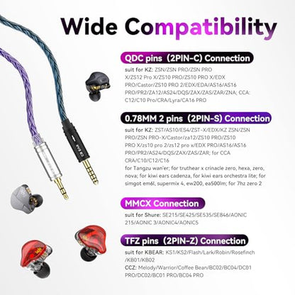 Kinboofi 2.0m Long in Ear Monitor Cable,KBEAR ST24 Plus IEM Cable,5N OCC Silver-Plated HiFi Earphone Upgrade Wires,Earbud Headphone Replacement Extension Cord for Audiophile (MMCX 3.5, Grey, 2.0m)