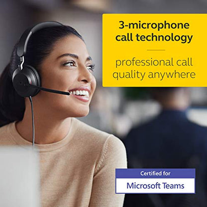 Jabra Evolve2 40 SE Wired Mono Noise-Cancelling Headset - Features 3-Microphone Call Technology and USB-A Cable - MS Teams Certified, Works with All Other Platforms - Black