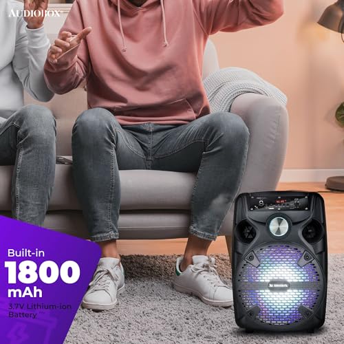 Audiobox Bluetooth Party Speaker with Stand & Wired Microphone, 8" Woofer